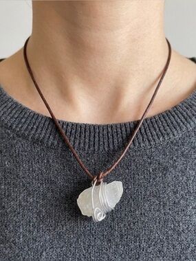 Handmade Quartz Necklace on leather string